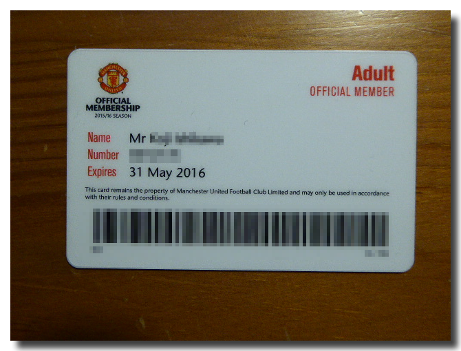 Manchester United menber card